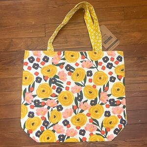 Floral Tote Bag with Yellow and Pink Accents